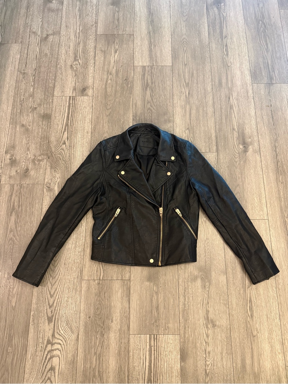 Blank NYC Black Faux Leather Moto Biker Size L Women’s Jacket